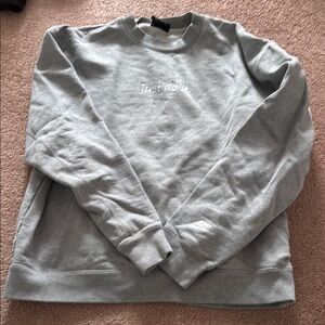 Nike Gray Crewneck Sweater with Ribbed Cuffs